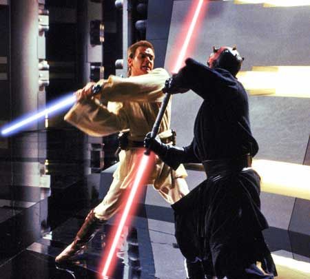 Obi-Wan dueling with Darth Maul